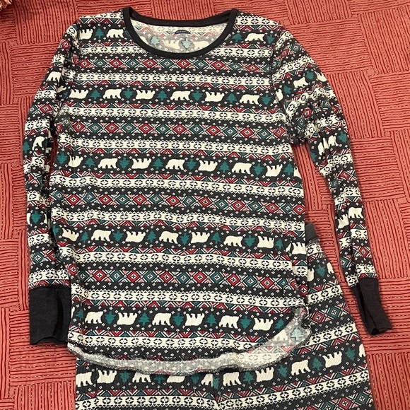 Women's XXL top / XL bottom festive Pajama Set Polar Bear Christmas tree print - Picture 2 of 16